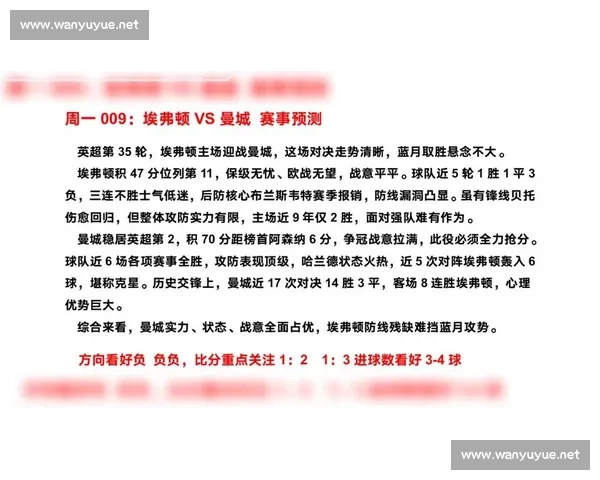 曼城对阵埃弗顿比赛前瞻战术走势与胜负关键解析及双方阵容状态深度剖析 曼城对阵埃弗顿比赛前瞻战术走势与胜负关键解析及双方阵容状态深度剖析